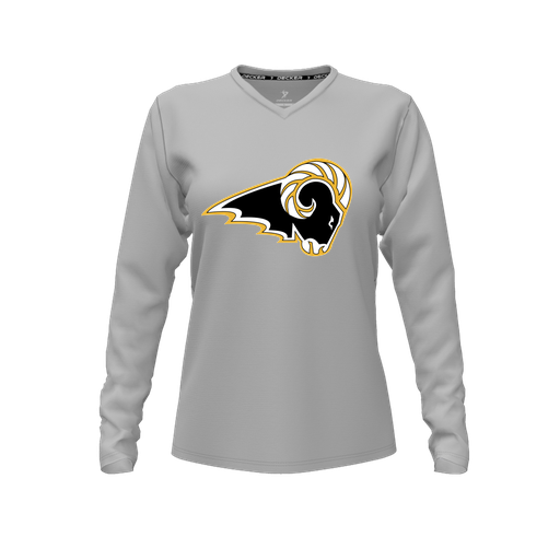 [FTLVCFGY-FYXS-LOGO2] Decker Comfort T-Shirt (Female Youth XS, Gray, V Neck, Logo 2, Long Sleeve)