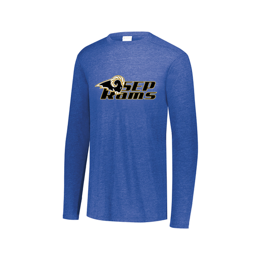 [FTLCUBRY-AXS-LOGO3] Decker Men's Tri-Blend T-Shirt - Long Sleeve (Adult XS, Royal, Logo 3)