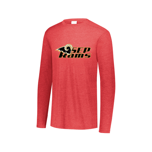 [FTLCUBRD-AXS-LOGO3] Decker Men's Tri-Blend T-Shirt - Long Sleeve (Adult XS, Red, Logo 3)